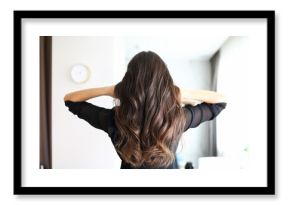 Lady demonstrating new hair styling