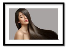 Fashion woman with straight long shiny hair. Beauty and hair care