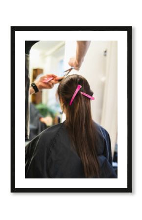 Hairdresser working on woman's hair