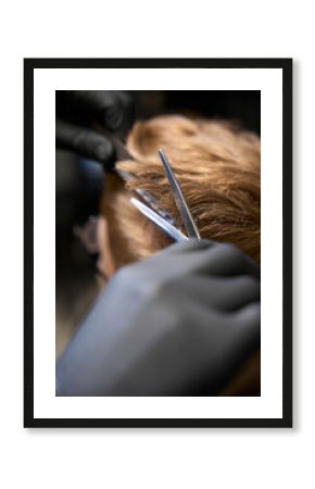 Cropped view of concentrated hairstylist working in hairdressing salon