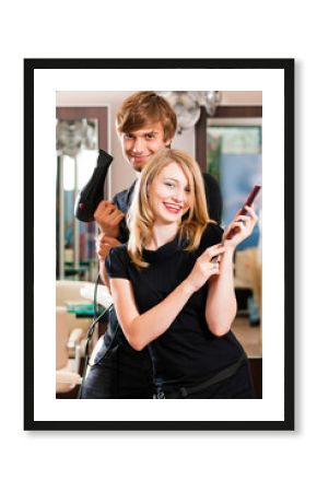 Male and female hairdresser