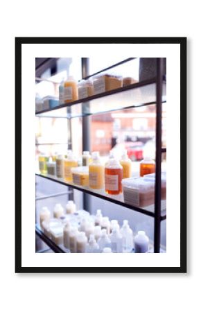 Display Of Beauty Products On Sale In Hairdressing Salon