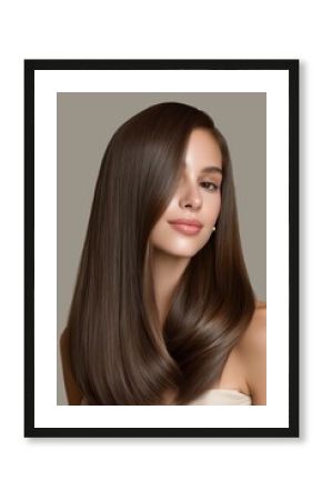 Brunette woman with straight shiny hair