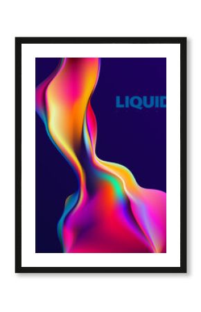 Abstract liquid holographic shape. Colorful fluid design element.