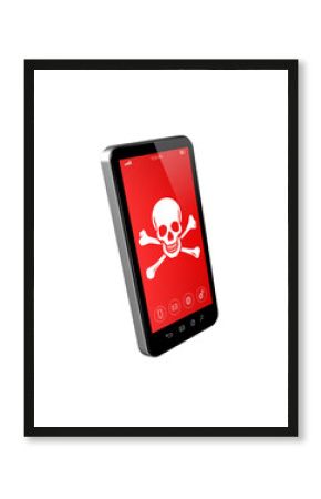 smartphone with a pirate symbol on screen. Hacking concept