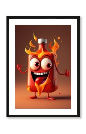 Flaming Hot Sauce Bottle Character