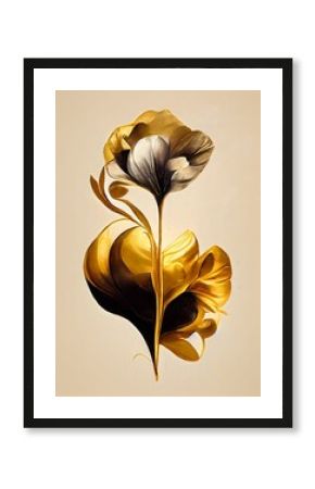 AI generated golden flower illustration on the light background, vertical