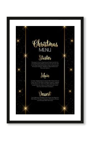 Elegant black and gold Christmas menu design