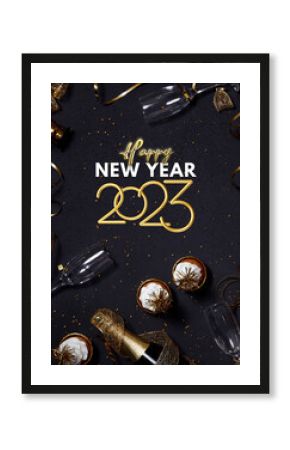 Black and Gold Modern Happy New Year