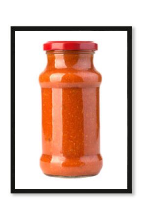 Bottles of spicy, red hot sauces