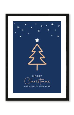 christmas postcard with abstract fir tree design