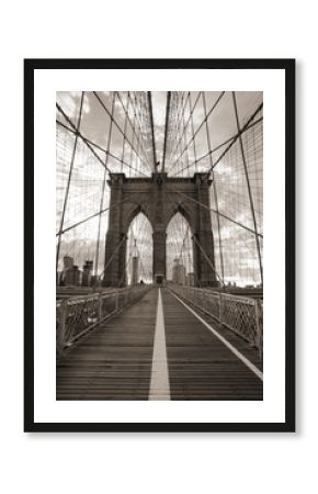 Most Brookliński w Nowym Jorku. Ton sepii.