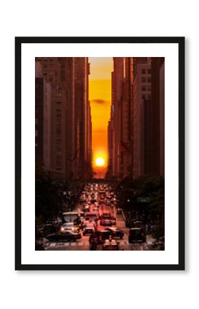 Manhattanhenge w Nowym Jorku wzdłuż 42 ulicy