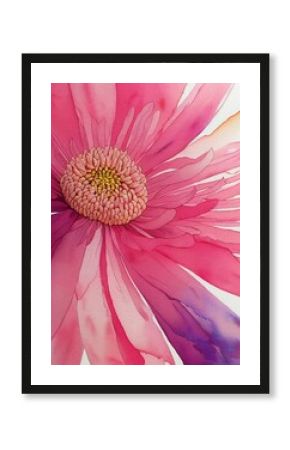Pink Chrysanthemum closeup watercolor, decor, art, flower