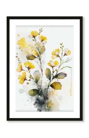 bouquet of yellow flowers watercolor digital illustration