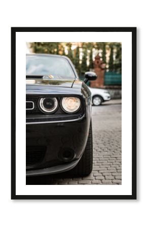  headlight of dodge charger close-up