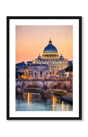 Night view of the Basilica St Peter in Rome, Italy