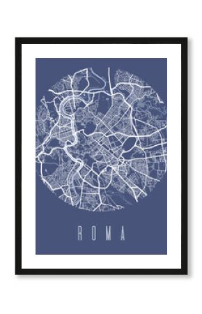 Rome map poster. Decorative design street map of Rome city, cityscape aria panorama.