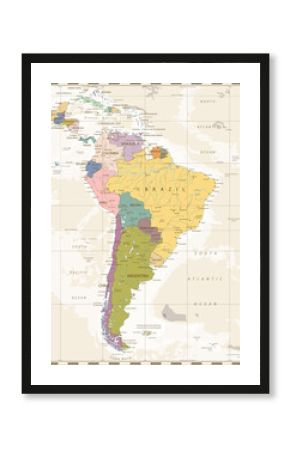 Old color map of South America