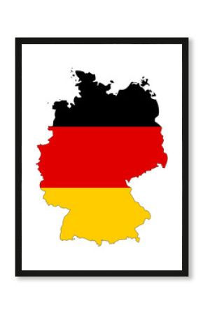 Germany map with flag - outline of german state with a national flag, white background, vector