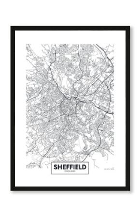 City map Sheffield, travel vector poster design