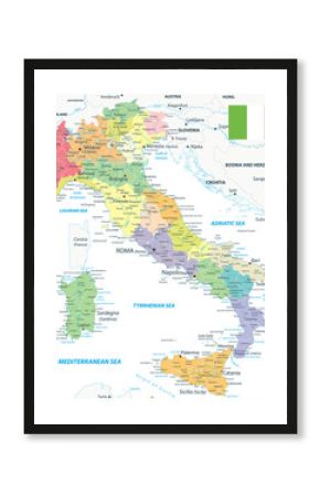 Italy Administrative Divisions Map On White