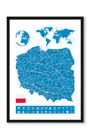 Poland Map and Map Navigation Set