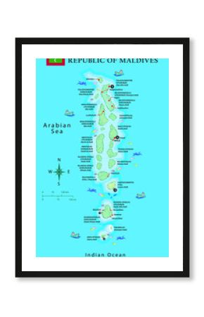 Atolls Of Maldives Map - Concept for Holiday, Vacation, and Tourism 