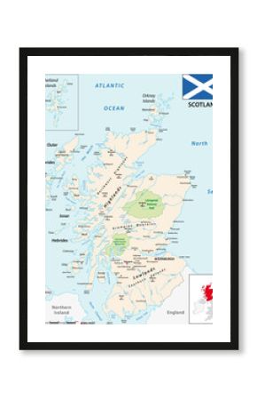 a detailed colored vector map of Scotland