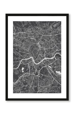 City map Krakow, monochrome detailed plan, vector illustration