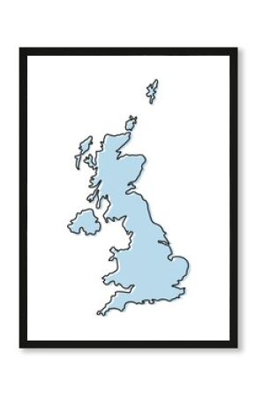 Stylized simple outline map of United Kingdom icon. Blue sketch map of United Kingdom  illustration