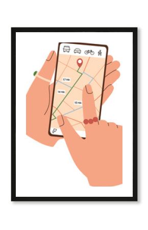 Hand holding mobile phone illustration