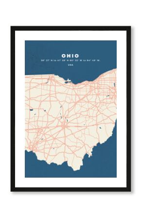 Ohio - USA map vector poster flyer 