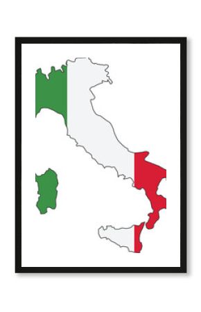 Italy map city color of country flag.