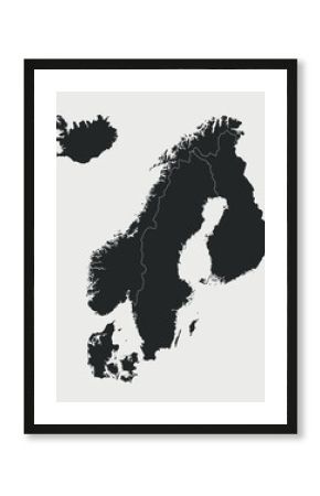 Sweden, Iceland, Norway, Finland, Denmark, Finland map isolated on white background. Scandinavia map. Vector illustration 