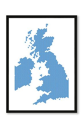 Blue hexagon shape United Kingdom map