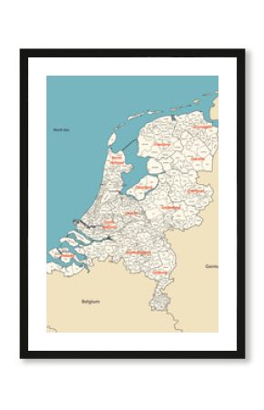 Netherlands map with neighbouring countries. Vector illustration