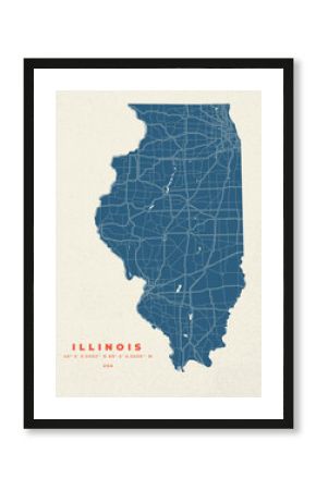 Illinois map vector poster flyer 