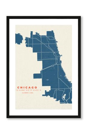 Chicago map vector poster flyer 