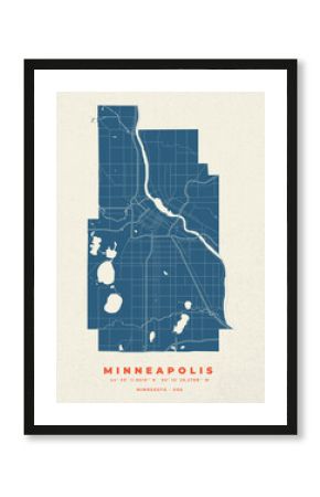 Minneapolis map vector poster flyer 