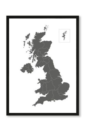 Vector blank map of UK with administrative divisions. Editable and clearly labeled layers.