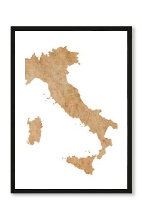 map of Italy on old brown grunge paper 