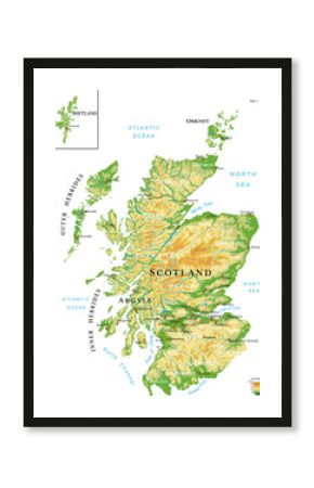 Scotland highly detailed physical map