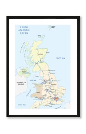 detailed motorway vector map of United Kingdom