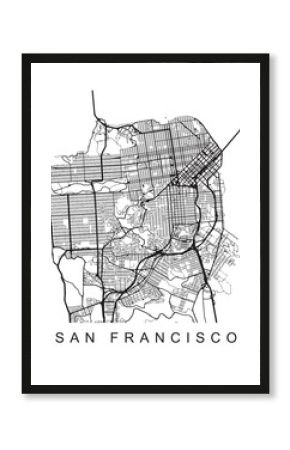 Vector design of the street map of San Francisco against a white background