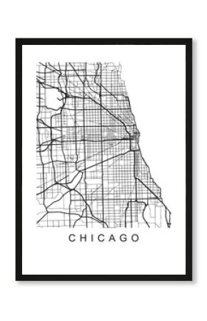 Vector design of the street map of Chicago against a white background