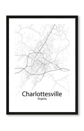 Charlottesville Virginia minimalist map