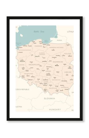 Poland - detailed map with administrative divisions country.