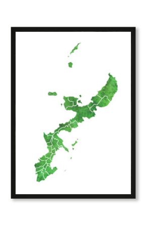 沖縄　地図　水彩　緑　アイコン