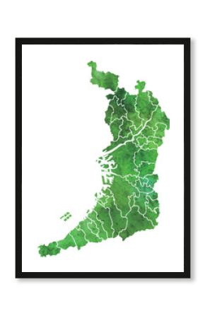 大阪　地図　水彩　緑　アイコン
